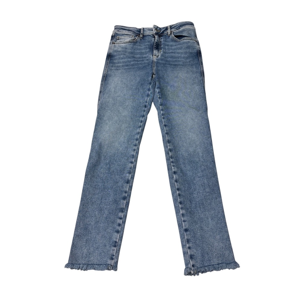 Free People We The Free Straight Leg Jeans Blue Fringe Hem Womens 29X27